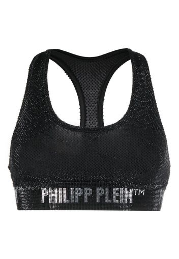 Philipp Plein crystal-embellished logo-underband bra - Nero