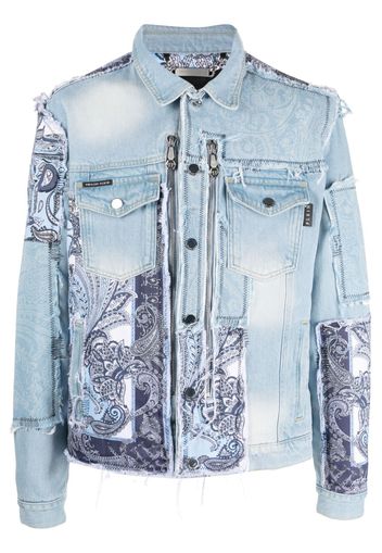 Philipp Plein paisley bandana-print denim jacket - Blu