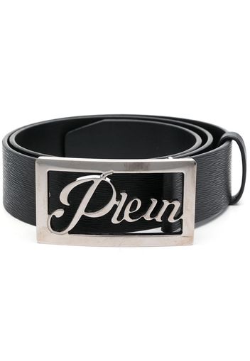 Philipp Plein logo-buckle Saffiano leather belt - Nero