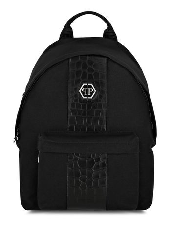 Philipp Plein logo-plaque zip-up backpack - Nero