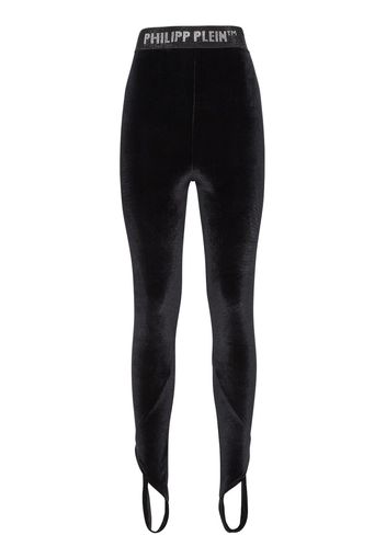 Philipp Plein Leggings con banda logo - Nero