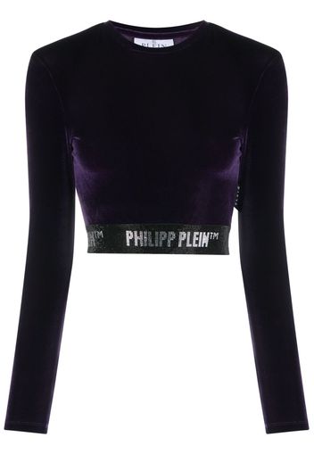 Philipp Plein long-underband velvet crop top - Viola