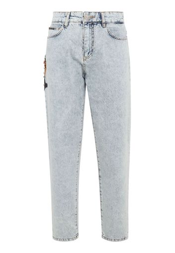 Philipp Plein Jeans con ricamo paisley - Blu