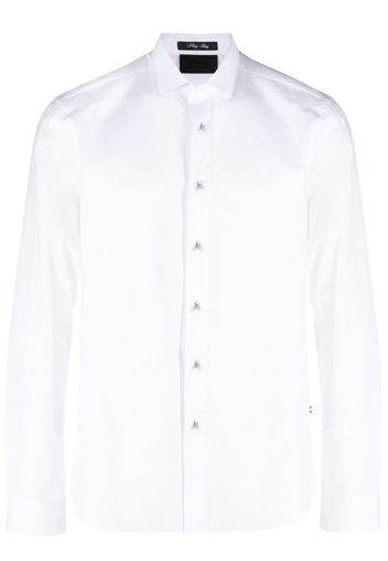 Philipp Plein skull-appliqué cotton shirt - Bianco