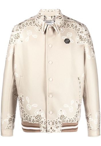 Philipp Plein paisley-print wool bomber jacket - Toni neutri