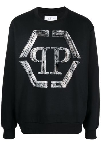 Philipp Plein logo-print cotton-blend sweatshirt - Nero