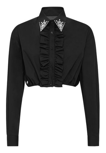 Philipp Plein Camicia crop con ruches - Nero