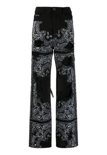 Philipp Plein Jeans con stampa paisley - Nero