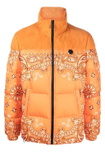 Philipp Plein bandana-print padded jacket - Arancione