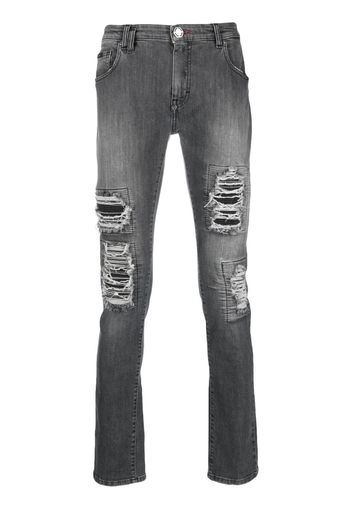 Philipp Plein Jeans slim Rock Star con vita media - Grigio