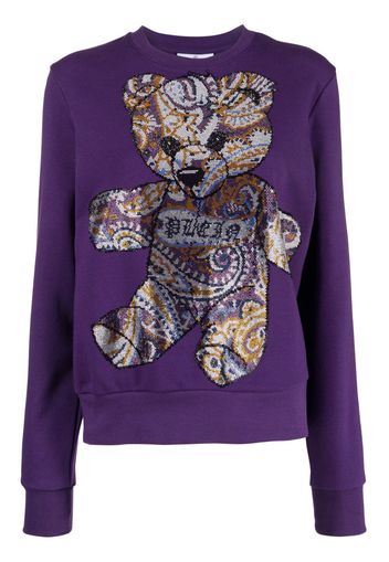 Philipp Plein rhinestoned teddy bear-print sweatshirt - Viola