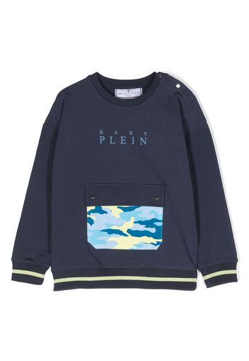 Philipp Plein Junior logo-print crew-neck sweatshirt - Blu