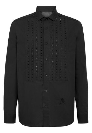 Philipp Plein crystal-embellished panelled cotton shirt - Nero