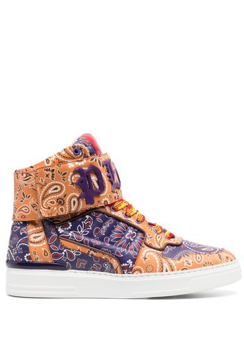 Philipp Plein paisley-print hi-top sneakers - Arancione