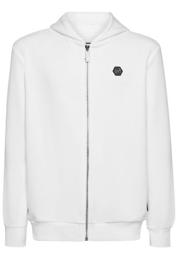 Philipp Plein logo-patch zip-up hoodie - Bianco