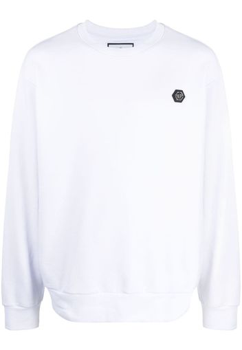 Philipp Plein logo-patch crew-neck hoodie - Bianco