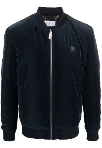 Philipp Plein logo-patch zip-up bomber jacket - Blu