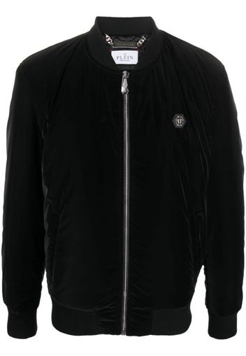 Philipp Plein logo-patch zip-up bomber jacket - Nero