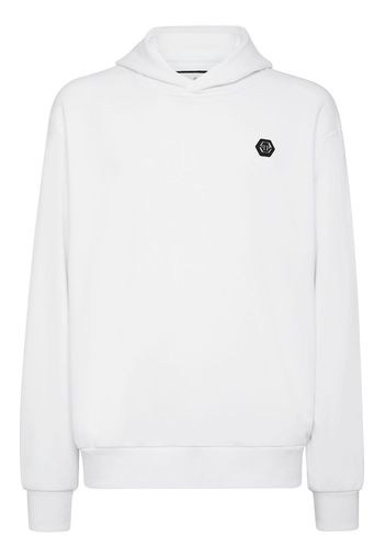 Philipp Plein logo-patch long-sleeve hoodie - Bianco