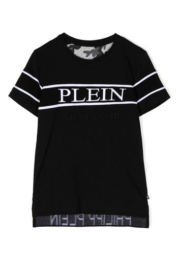 Philipp Plein Junior logo-embroidered cotton T-shirt - Nero