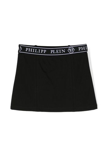 Philipp Plein Junior logo-waistband miniskirt - Nero