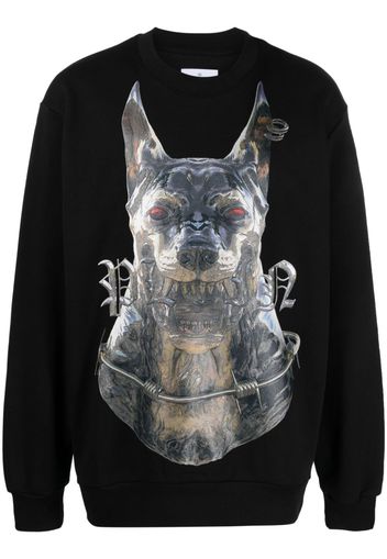 Philipp Plein dog-print cotton sweatshirt - Nero