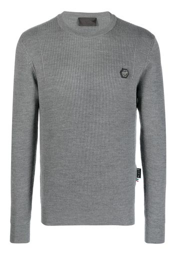 Philipp Plein Maglione con placca logo - Grigio