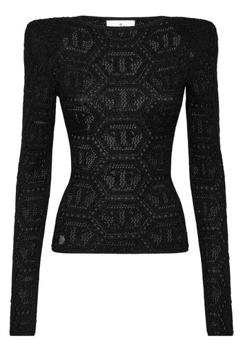 Philipp Plein logo-embroidered knitted top - Nero