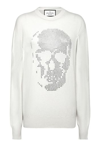 Philipp Plein skull-motif crystal-embellished sweatshirt - Bianco