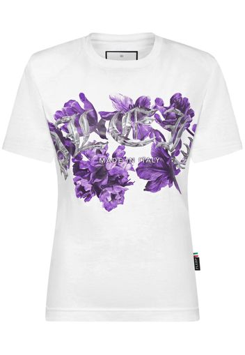 Philipp Plein floral-print cotton T-shirt - Bianco