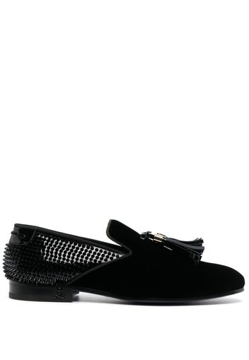 Philipp Plein Mocassini con borchie in velluto - Nero