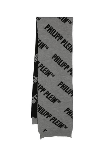 Philipp Plein Sciarpa con logo jacquard - Grigio