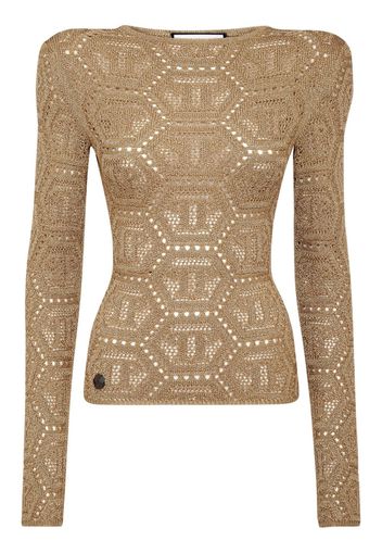 Philipp Plein logo-embroidered knitted top - Oro