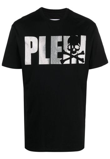 Philipp Plein T-shirt SS Skull & Bones con strass - Nero