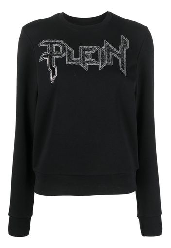 Philipp Plein LS Crystal logo-appliqué T-shirt - Nero