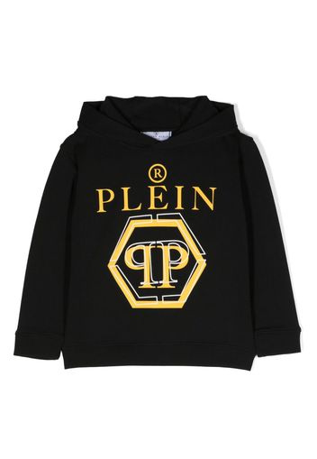 Philipp Plein Junior logo-print cotton hoodie - Nero