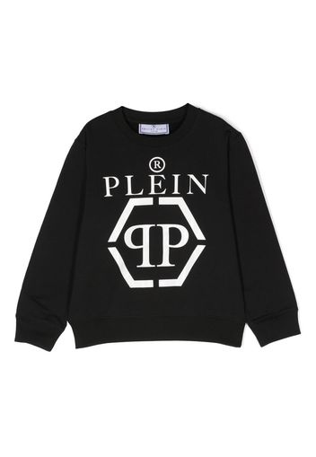 Philipp Plein Junior logo-print long-sleeve sweatshirt - Nero