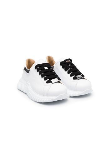 Philipp Plein Junior branded heel-counter low-top sneakers - Bianco