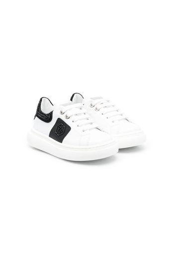 Philipp Plein Junior logo-patch lace-up sneakers - Bianco