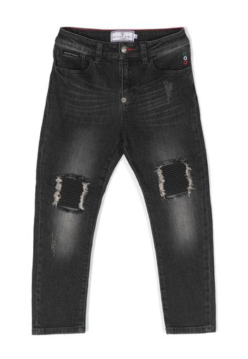 Philipp Plein Junior Jeans con effetto vissuto - Nero