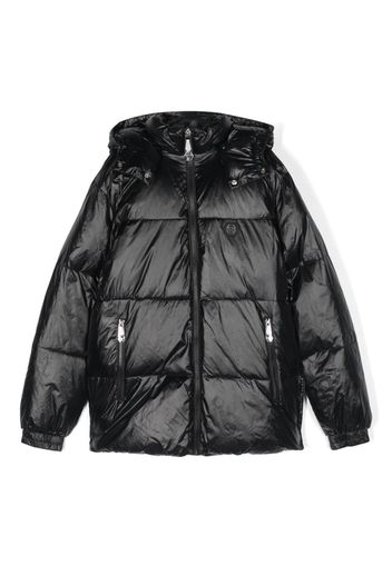 Philipp Plein Junior logo-print padded coat - Nero