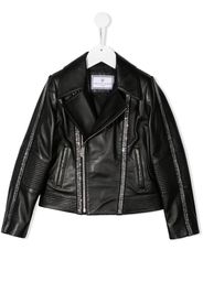 Philipp Plein Junior Giacca biker con zip - Nero