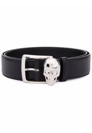 Philipp Plein skull-appliqué leather belt - Nero