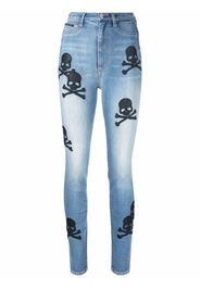 Philipp Plein skull-patches high-waisted skinny jeans - Blu