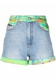 Philipp Plein Shorts denim Barocco con stampa - Blu