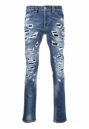 Philipp Plein Jeans dritti effetto vissuto - Blu