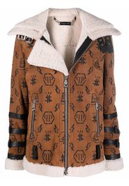 Philipp Plein Giacca biker con monogramma - Marrone