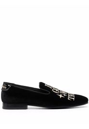 Philipp Plein Money-embroidered velvet loafers - Nero