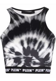 Philipp Plein Top corto con fantasia tie dye - Nero