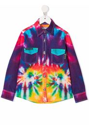 Philipp Plein Junior Camicia denim con fantasia tie-dye - Verde